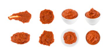 Ayvar ya da Pindjur portakallı sebzeler dolmalık biberden yapılır. Marinara sosu, salsa, chutney veya lutenica sosu izole edilmiş.