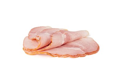 Fırınlanmış domuz dilimleri, Kızarmış Fileto, Tenderloin Jambon Parçaları, Kaynamış Et İnce Fileto Beyaz Arkaplanda Kesikler