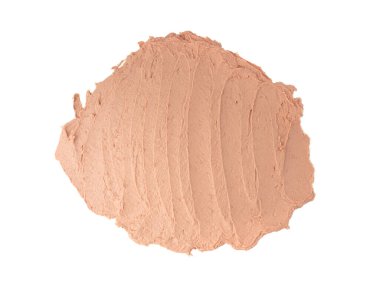 Çamur dokusu izole. Pembe krem sürme, alçı felç, güzellik maskesi lekesi, ıslak pastel sıva, beyaz arka planda kahverengi çimento.