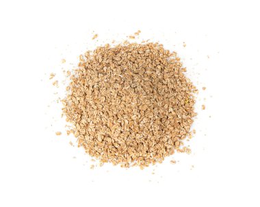 Hecelenmiş taneler izole edilmiş, çiğ çiğ, yuvarlanmış yulaf taneleri, buğday, yulaf ezmesi ya da kepek, müsli ya da beyaz arka planda izole edilmiş granola için arpa çavdar gevreği.