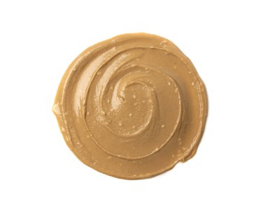 Tahini yuvarlak smear izole edilmiş, susam tohumu macunu sıçramış, tahina sosu dökülmüş, doğu sosu dökülmüş, geleneksel doğu mutfağı dairesel damla, zemin susamı beyaz arka planda.