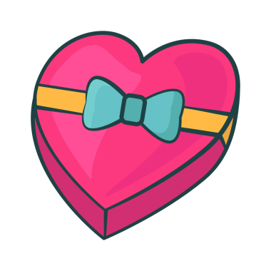 Pembe kalp şeklinde kutu etiketi