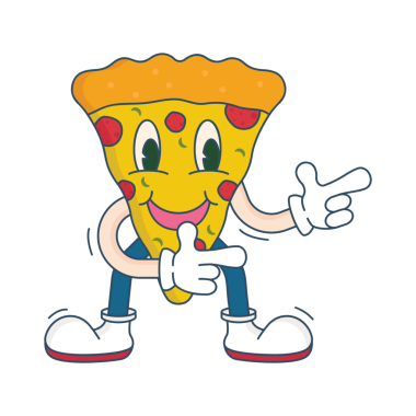 Pizza şekilli çizgi film karakteri çizimi