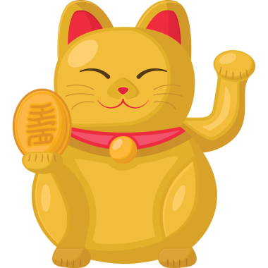 Maneki Neko şanslı kedi illüstrasyon