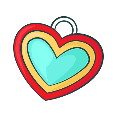 kalp şeklinde kolye karikatürü