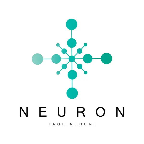 Nöron logosu veya beyin sinir hücresi logosu tasarımı, şablon simgesi, molekül, atom, beyin hücresi, vektör konseptli logo illüstrasyon şablonu