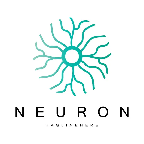 Nöron logosu veya beyin sinir hücresi logosu tasarımı, şablon simgesi, molekül, atom, beyin hücresi, vektör konseptli logo illüstrasyon şablonu