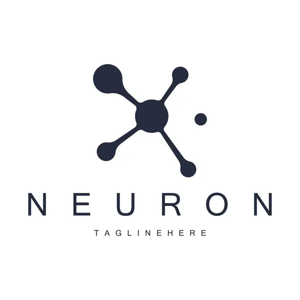 Nöron logosu veya beyin sinir hücresi logosu tasarımı, şablon simgesi, molekül, atom, beyin hücresi, vektör konseptli logo illüstrasyon şablonu