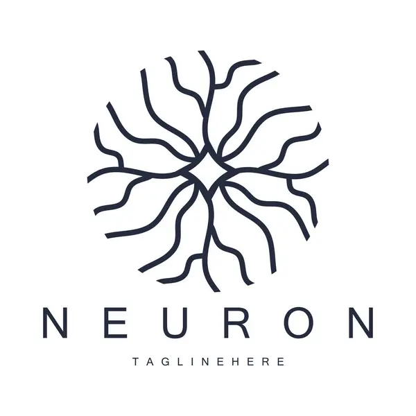 Nöron logosu veya beyin sinir hücresi logosu tasarımı, şablon simgesi, molekül, atom, beyin hücresi, vektör konseptli logo illüstrasyon şablonu