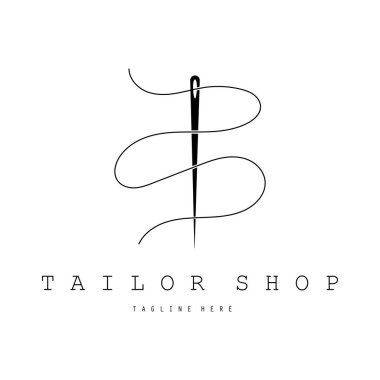 Terzi ya da tekstil logosu vektörü düz tasarım