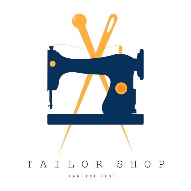 Terzi ya da tekstil logosu vektörü düz tasarım