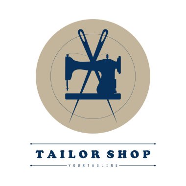 Terzi ya da tekstil logosu vektörü düz tasarım