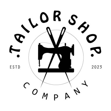 Terzi ya da tekstil logosu vektörü düz tasarım