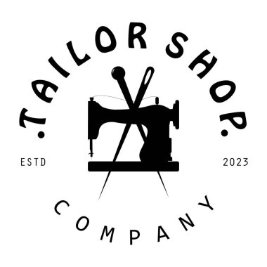 Terzi ya da tekstil logosu vektörü düz tasarım