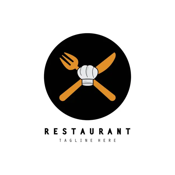 Restoran logosu basit bir tabak kaşığı ve çatal konseptiyle