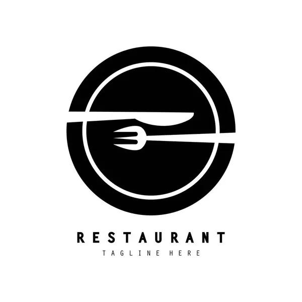 Restoran logosu basit bir tabak kaşığı ve çatal konseptiyle