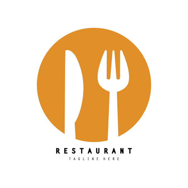 restaurant logo with a simple plate spoon and fork concept