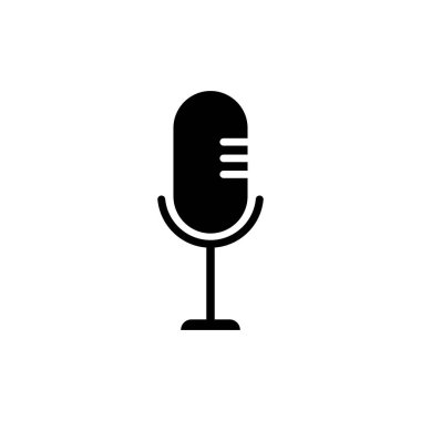 Podcast logosu, mikrofon, kulaklık, radyo dalgaları. Stüdyo, talk show, chat, bilgi paylaşımı, röportaj, multimedya için.