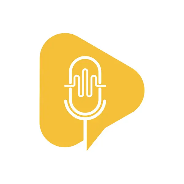 Podcast logosu, mikrofon, kulaklık, radyo dalgaları. Stüdyo, talk show, chat, bilgi paylaşımı, röportaj, multimedya için.