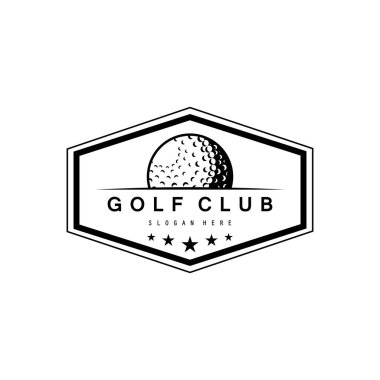 Golf logosu tasarım vektör şablonu, golf şampiyonası logosu, golf bayrağı illüstrasyonu, yaratıcı ikon, tasarım konsepti.