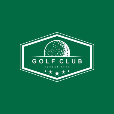 Golf logosu tasarım vektör şablonu, golf şampiyonası logosu, golf bayrağı illüstrasyonu, yaratıcı ikon, tasarım konsepti.