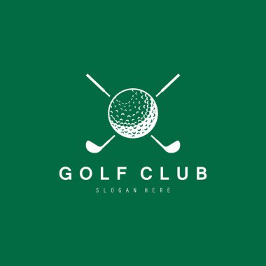 Golf logosu tasarım vektör şablonu, golf şampiyonası logosu, golf bayrağı illüstrasyonu, yaratıcı ikon, tasarım konsepti.