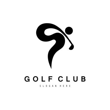 Golf logosu tasarım vektör şablonu, golf şampiyonası logosu, golf bayrağı illüstrasyonu, yaratıcı ikon, tasarım konsepti.