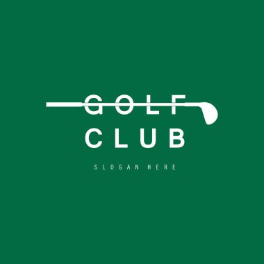 Golf logosu tasarım vektör şablonu, golf şampiyonası logosu, golf bayrağı illüstrasyonu, yaratıcı ikon, tasarım konsepti.