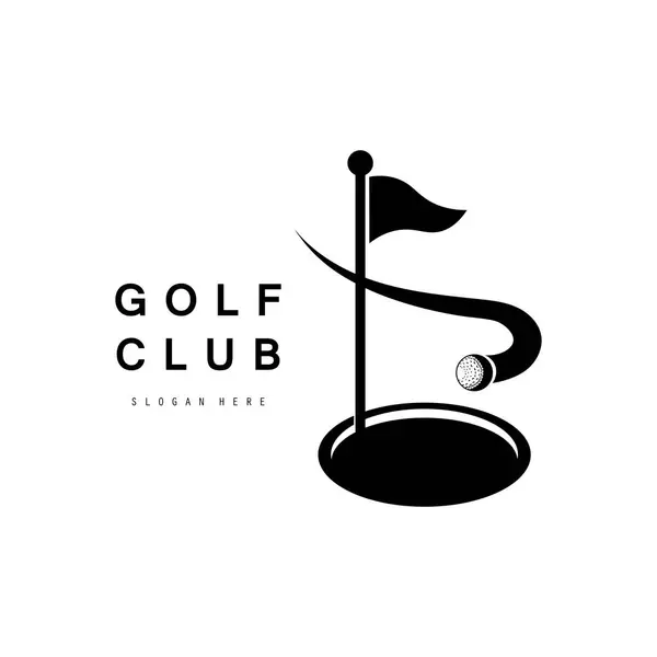 Golf logosu tasarım vektör şablonu, golf şampiyonası logosu, golf bayrağı illüstrasyonu, yaratıcı ikon, tasarım konsepti.