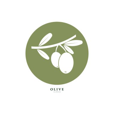Yapraklı zeytin dalı logosu. Modern el yapımı zeytinyağı ikonları. Zeytin yağı şirketi için markalaşma konsepti, organik, çevre dostu petrol ürünleri, sağlık, güzellik, aşçılık hizmetleri