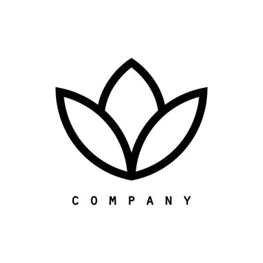 Lotus çiçeği. Paketleme, şirket kimliği, etiketler, kartpostallar, davetiyeler için Contour vektör illüstrasyonuName.