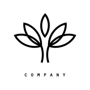 Lotus çiçeği. Paketleme, şirket kimliği, etiketler, kartpostallar, davetiyeler için Contour vektör illüstrasyonuName.