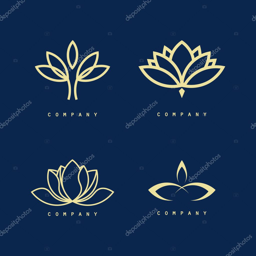 Lotus flower. Contour vector illustration for packaging, corporate identity, labels, postcards, invitations.