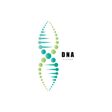 DNA molekül logosu tasarımı. Tıbbi gen sarmal yapı logoti vektörü konsepti destekler. Genetik logo