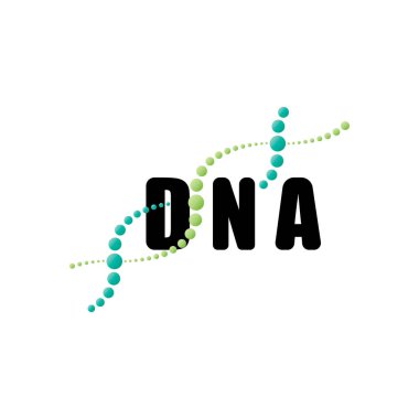 DNA molekül logosu tasarımı. Tıbbi gen sarmal yapı logoti vektörü konsepti destekler. Genetik logo