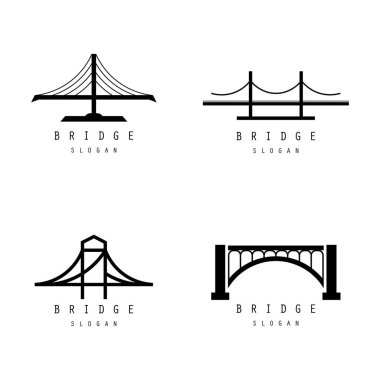Köprü simgesi vektörü ayarlandı. Mimari illüstrasyon tabela koleksiyonu. inşaat sembolü veya logo ilham kaynağı.