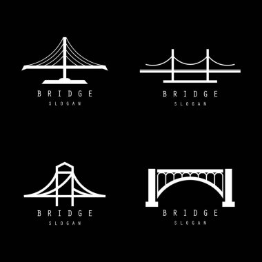 Köprü simgesi vektörü ayarlandı. Mimari illüstrasyon tabela koleksiyonu. inşaat sembolü veya logo ilham kaynağı.