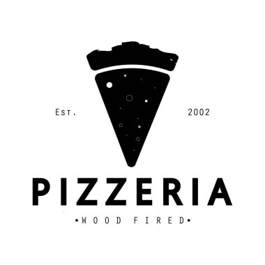 İtalyan yemeği, pizza ya da haçlı kürek ve tuğla fırınlı pizza logosu tasarımı. İş, restoran, etiket ve rozetler için logo.