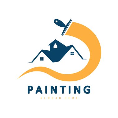 Boyama logosu, Özellik & Ev iş logosu tasarımı, boya fırçası logosu şablonu