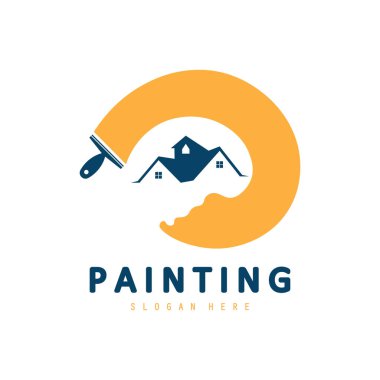 Boyama logosu, Özellik & Ev iş logosu tasarımı, boya fırçası logosu şablonu