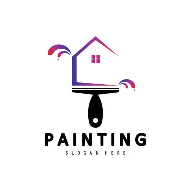 Boyama logosu, Özellik & Ev iş logosu tasarımı, boya fırçası logosu şablonu
