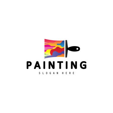 Boyama logosu, Özellik & Ev iş logosu tasarımı, boya fırçası logosu şablonu