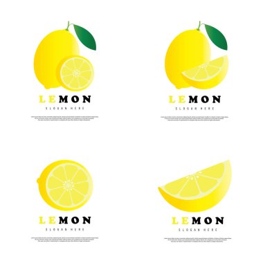 Taze limon meyveli logo, limonlu logo çizimleri.