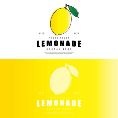 Taze limon meyveli logo, limonlu logo çizimleri.