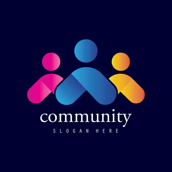 İnsanlar logo tasarımı, gradyan rengi olan topluluk insan logosu, logo tasarım şablonu, vektör illüstrasyonu