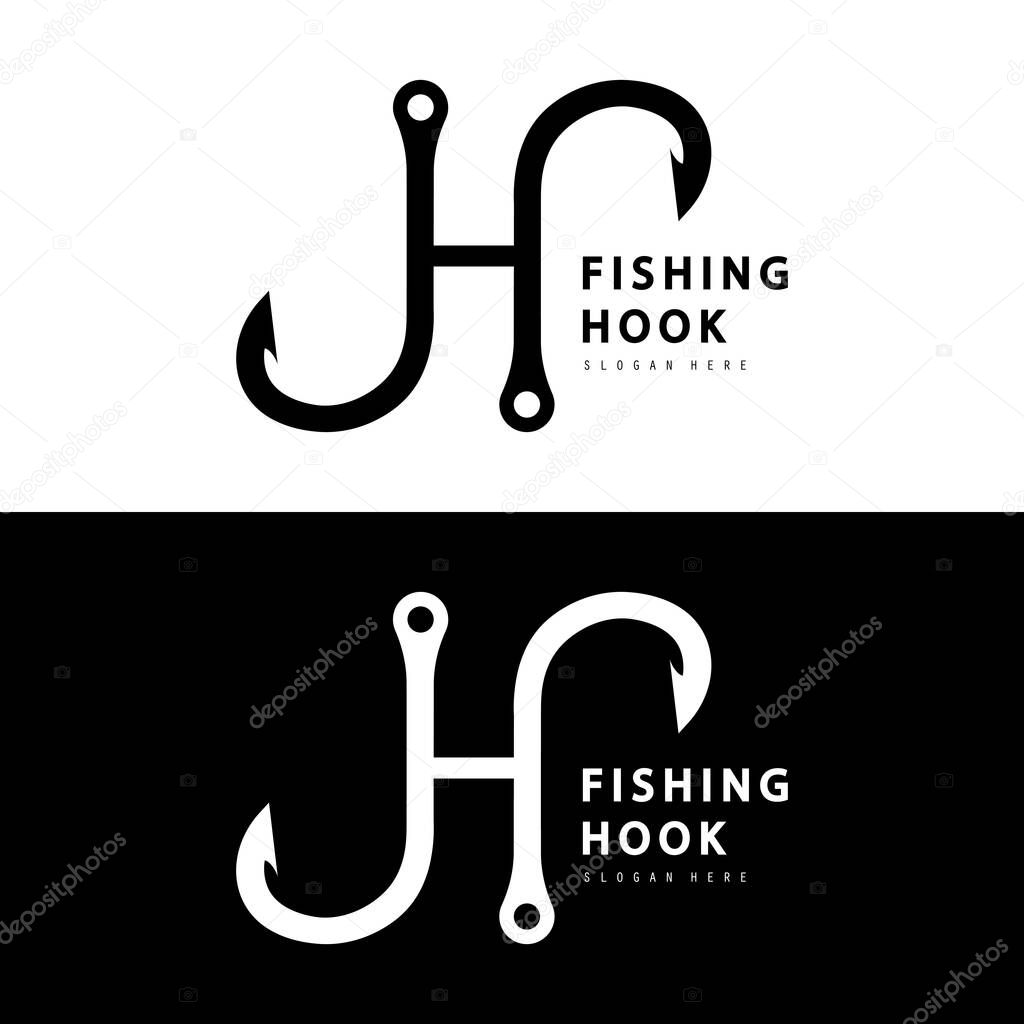 Fishing hook logo Vector sign