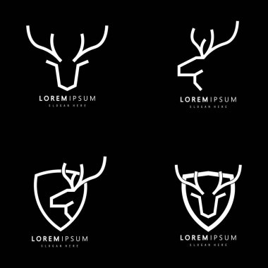 Geyik hayvan logosu tasarımı çizimi.