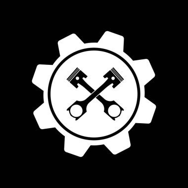 Atölye, rozet, sanayi, hizmet veya tamirci ve otomotiv logosu.