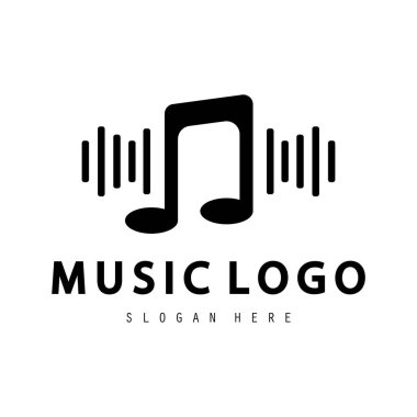 Müzik simgesi logo tasarımı vektör çizimi
