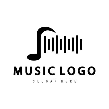 Müzik simgesi logo tasarımı vektör çizimi